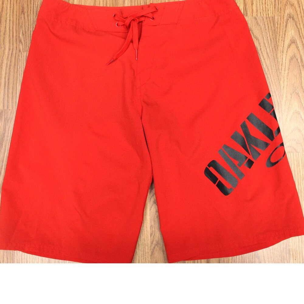OAKLEY UNLINED POLY/SPANDEX SWIMTRUNKS SWIM SHORTS RED Sz 31